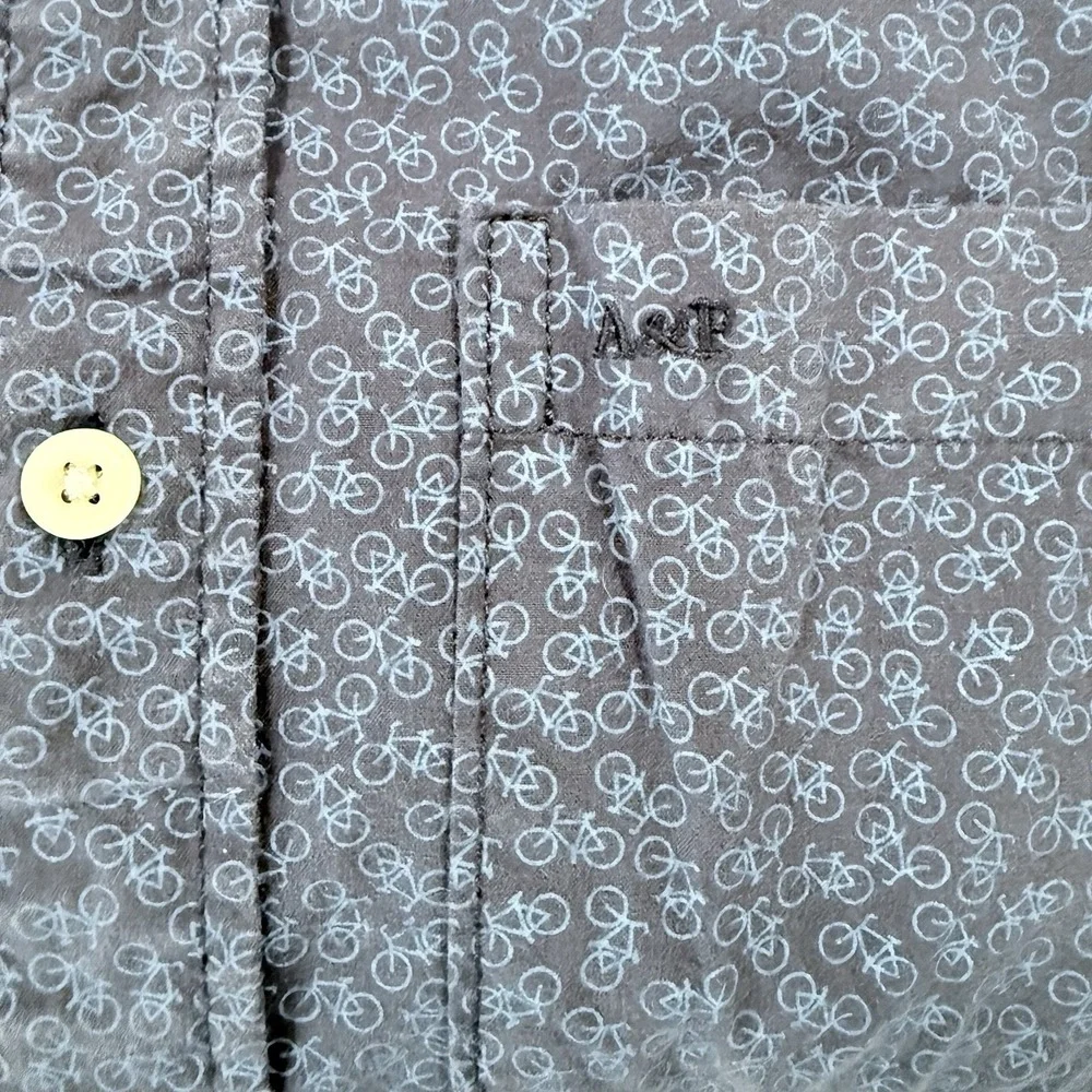 Abercrombie & Fitch Muscle Fit Shirt Mens Medium Blue Bicycle Print LS ID1396